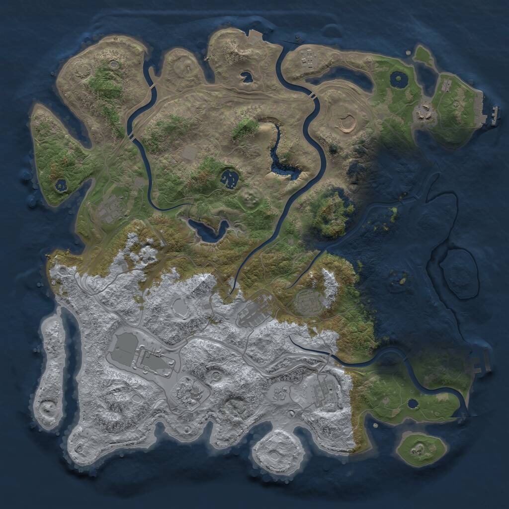 Rust Map: Procedural Map, Size: 4250, Seed: 69133772, 16 Monuments