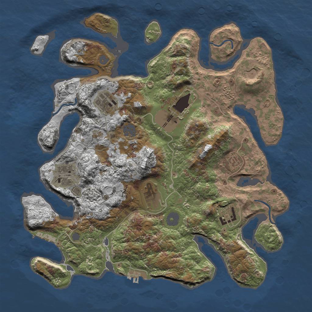 Rust Map: Procedural Map, Size: 3500, Seed: 2010755, 14 Monuments