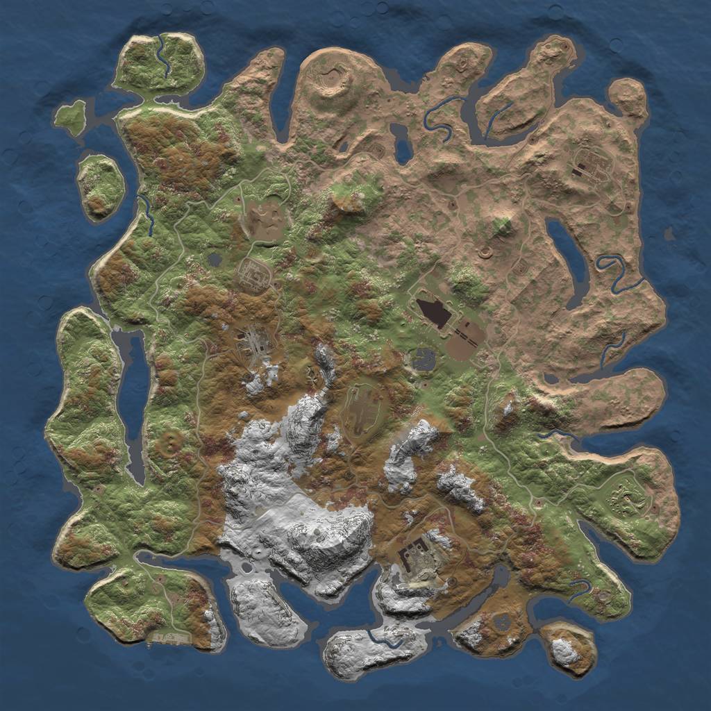 Rust Map: Procedural Map, Size: 4500, Seed: 1525397892, 14 Monuments