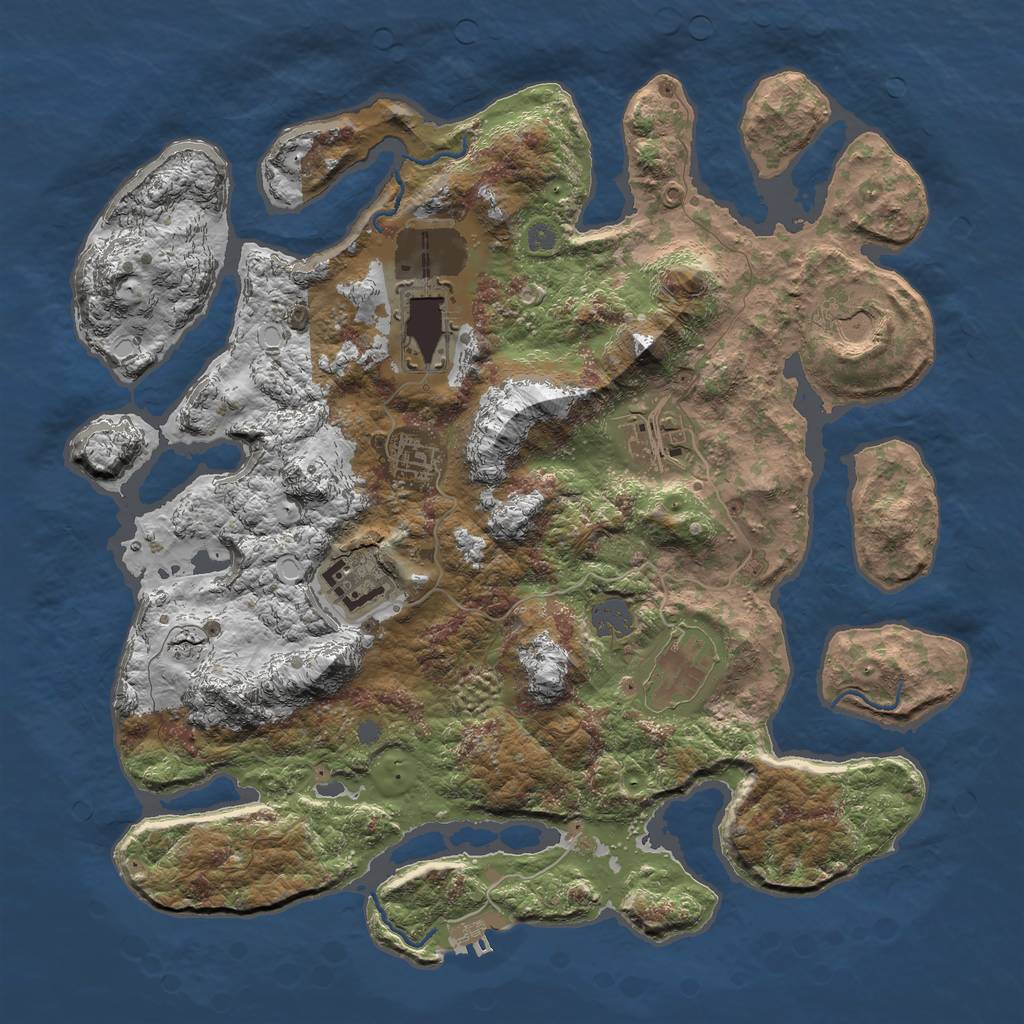 Rust Map: Procedural Map, Size: 3750, Seed: 1009639959, 12 Monuments