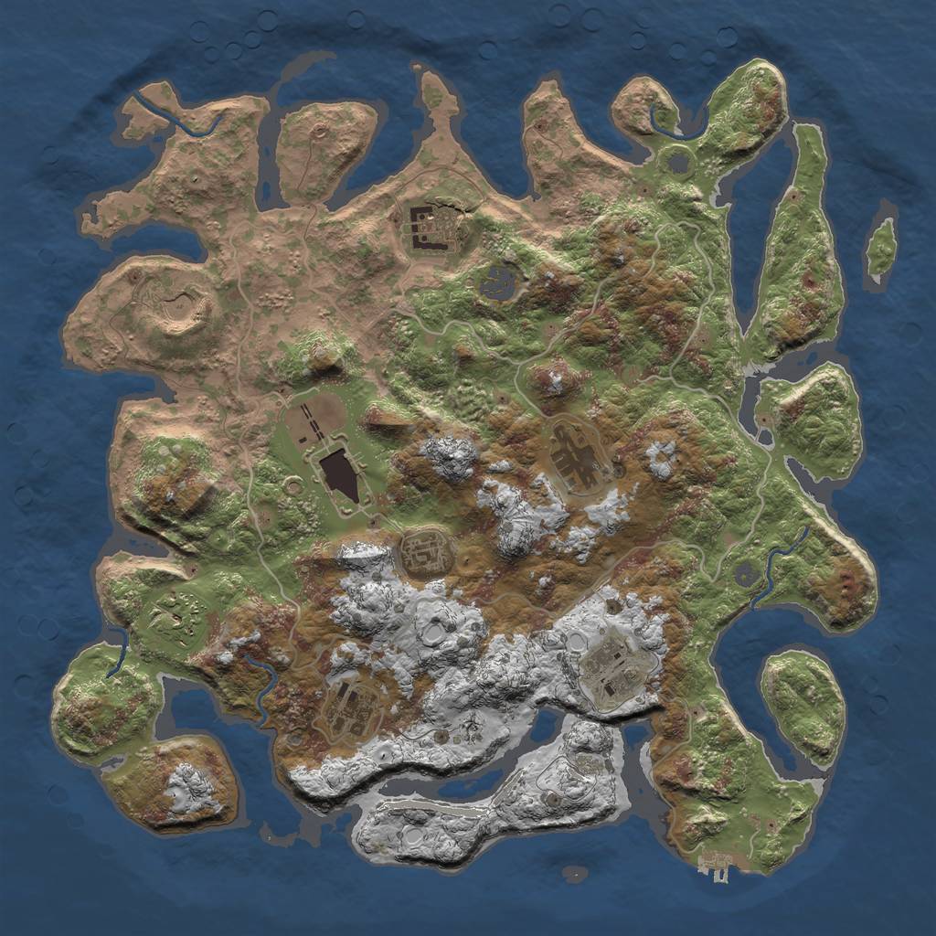 Rust Map: Procedural Map, Size: 4000, Seed: 1070738, 14 Monuments