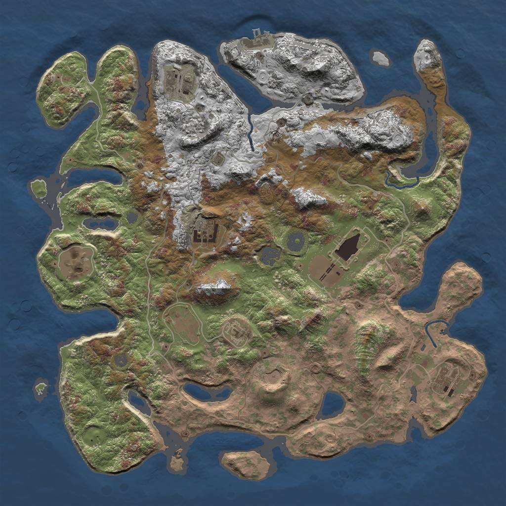 Rust Map: Procedural Map, Size: 4000, Seed: 2066833692, 14 Monuments