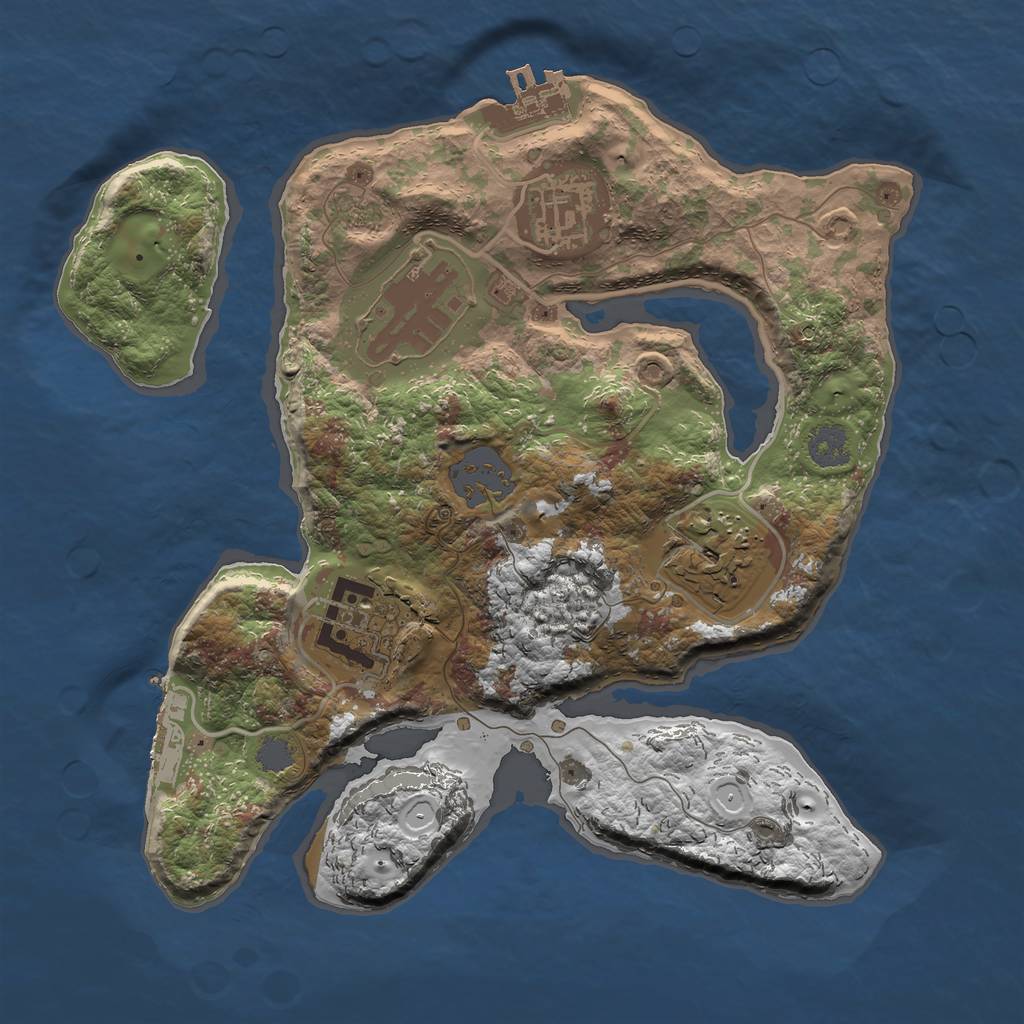 Rust Map: Procedural Map, Size: 2500, Seed: 1086414093, 11 Monuments