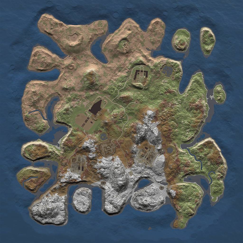 Rust Map: Procedural Map, Size: 3500, Seed: 442423, 11 Monuments