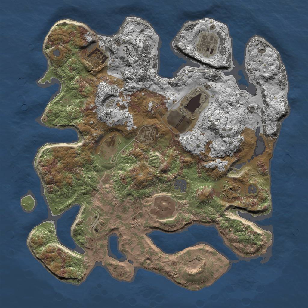 Rust Map: Procedural Map, Size: 3500, Seed: 2062550665, 14 Monuments