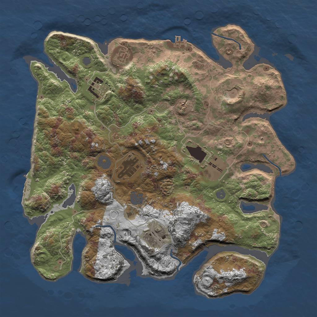 Rust Map: Procedural Map, Size: 3500, Seed: 65545, 13 Monuments