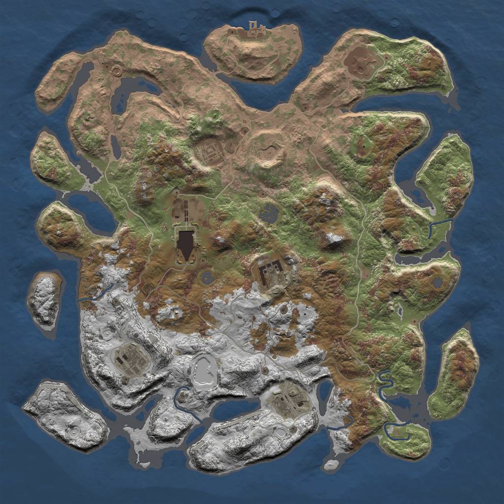 Rust Map: Procedural Map, Size: 4000, Seed: 561238, 13 Monuments