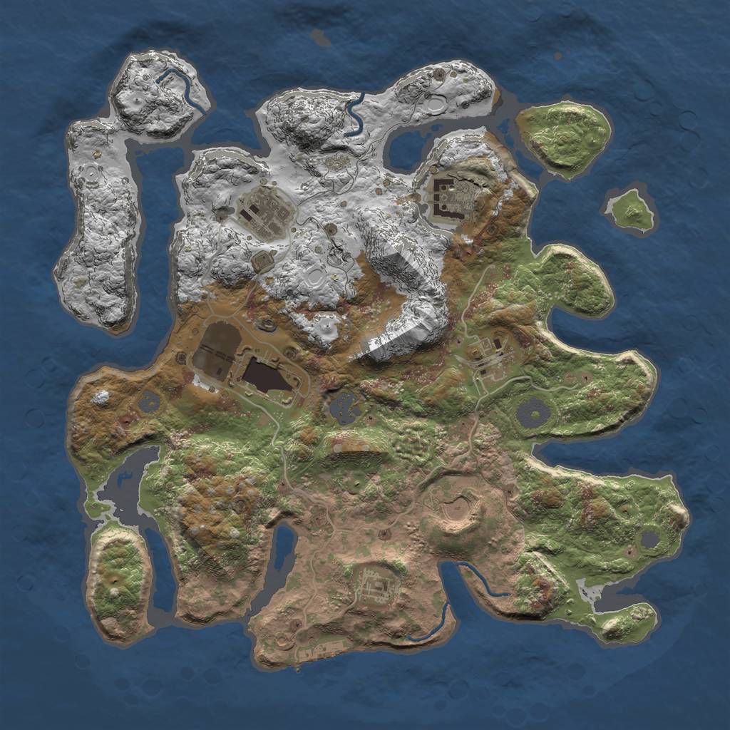 Rust Map: Procedural Map, Size: 3500, Seed: 1285732874, 12 Monuments