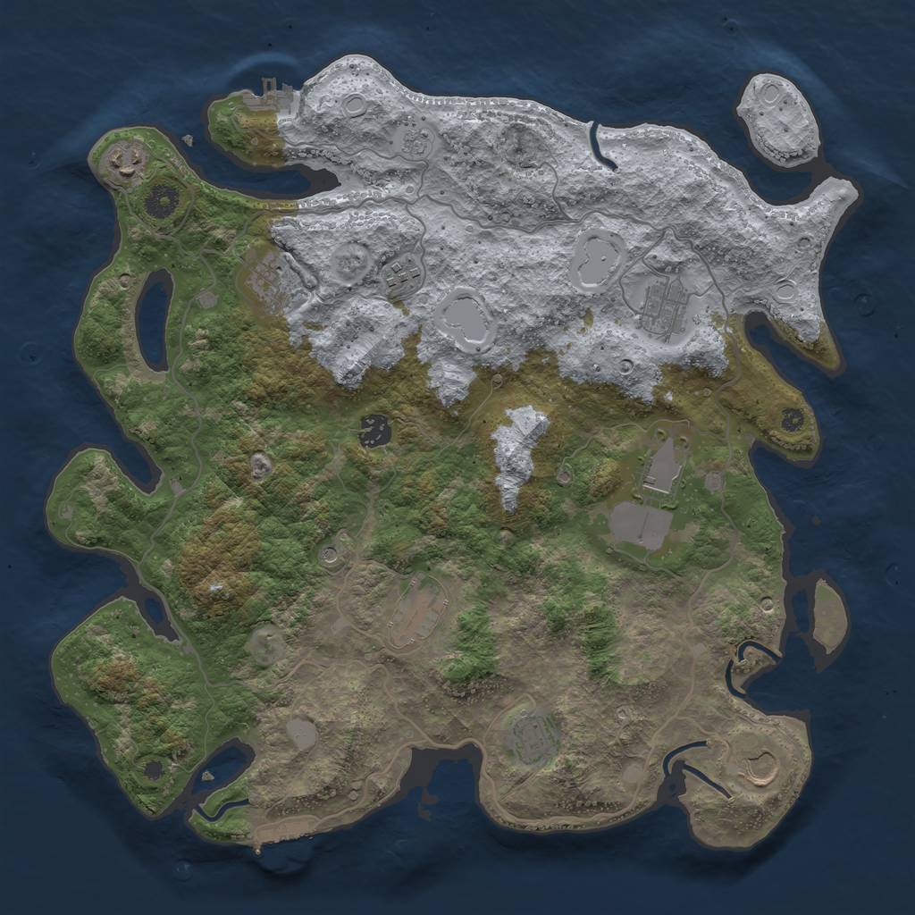 Rust Map: Procedural Map, Size: 4000, Seed: 996443, 16 Monuments