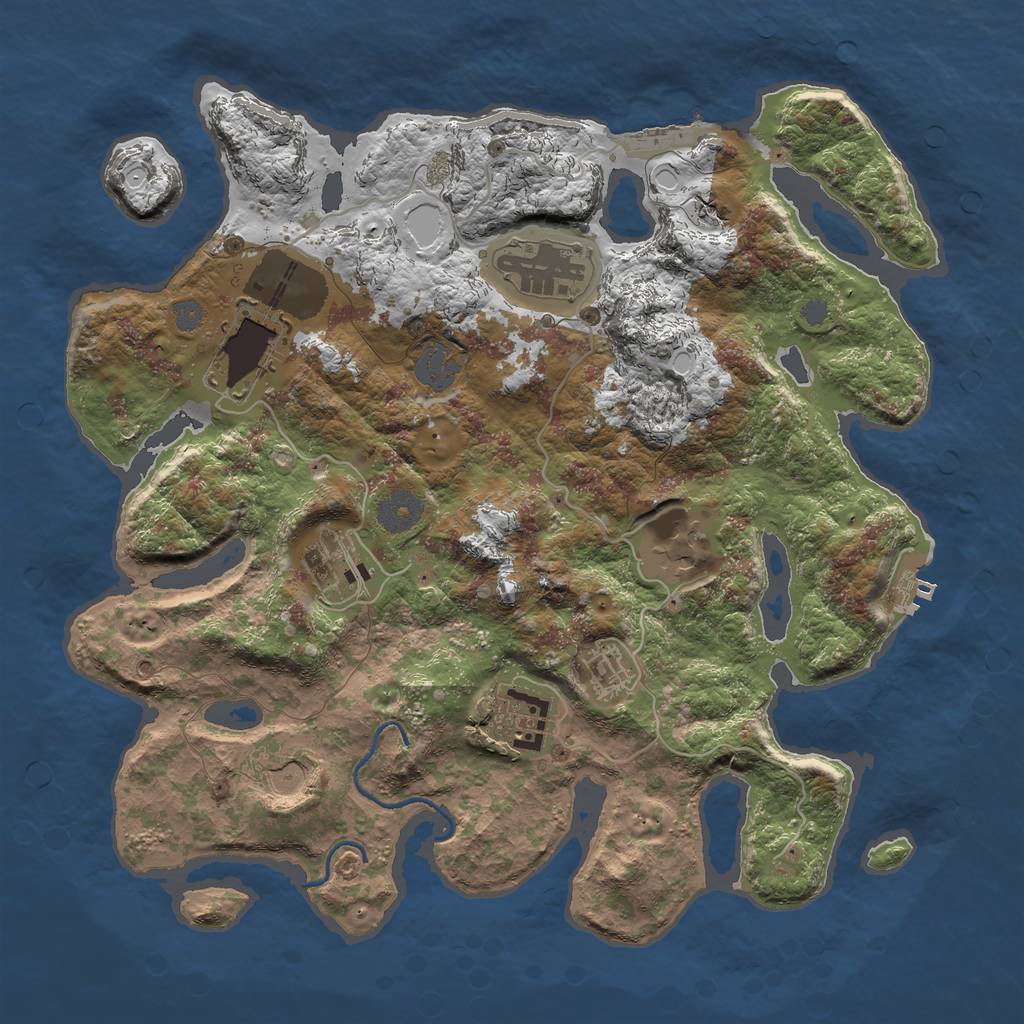 Rust Map: Procedural Map, Size: 3500, Seed: 812373497, 14 Monuments