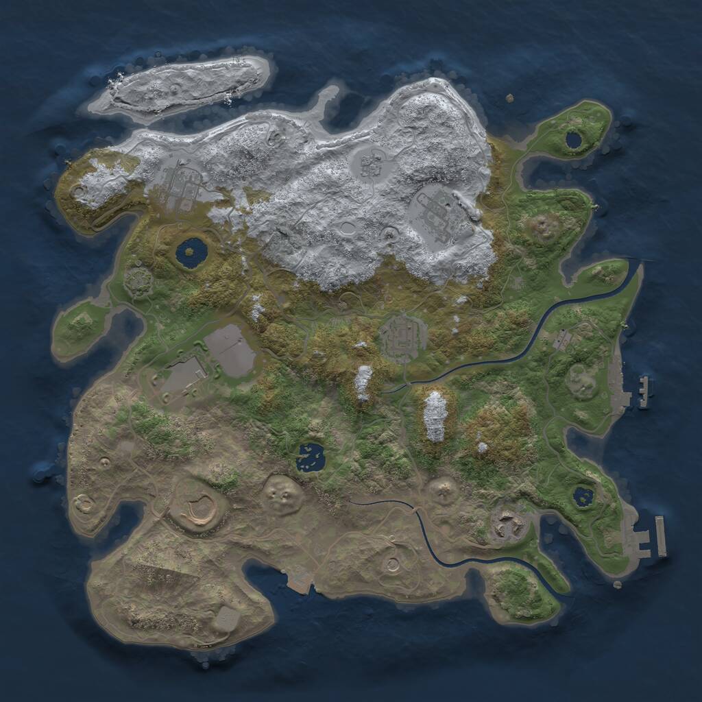 Rust Map: Procedural Map, Size: 3500, Seed: 812373497, 13 Monuments