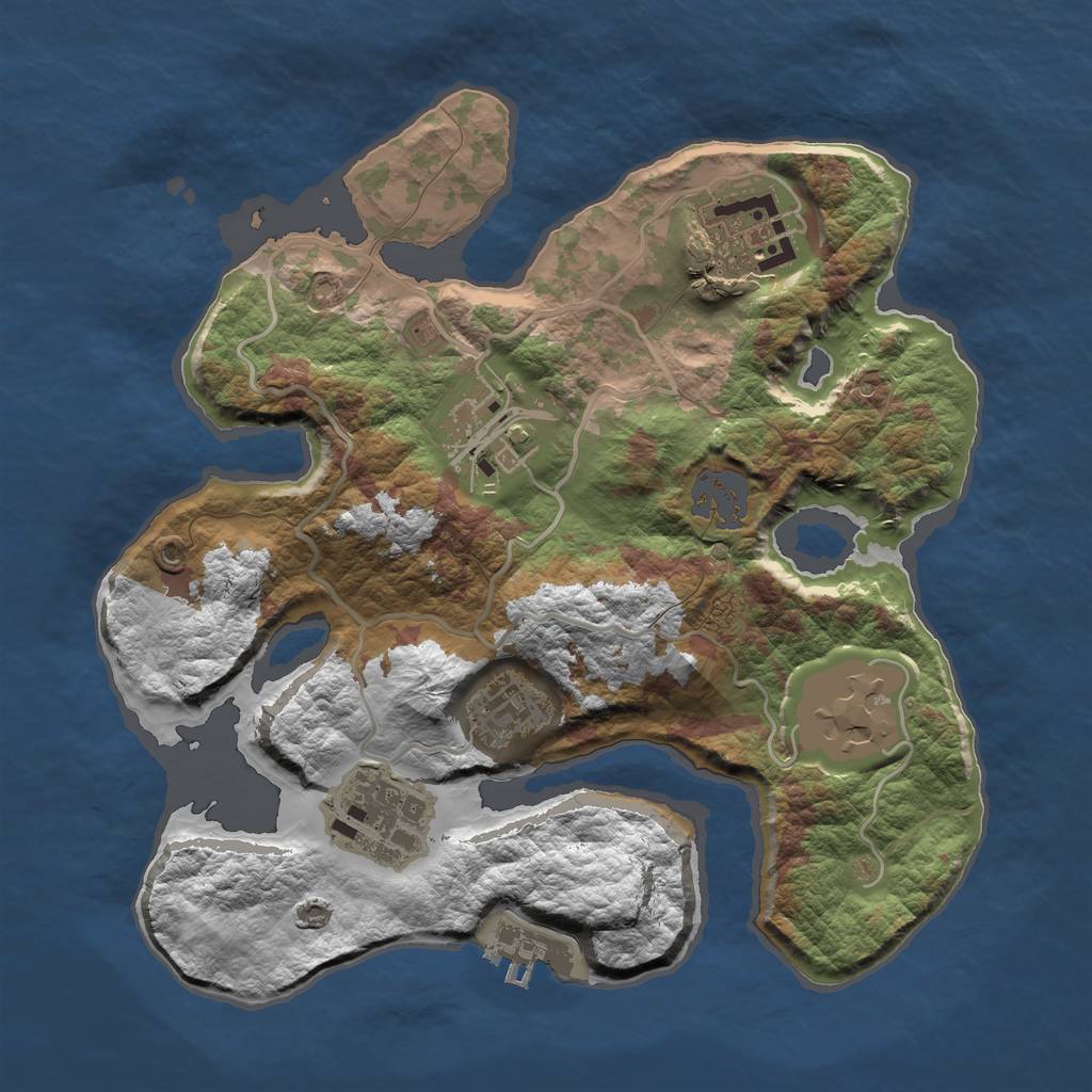 Rust Map: Barren, Size: 2700, Seed: 222, 10 Monuments