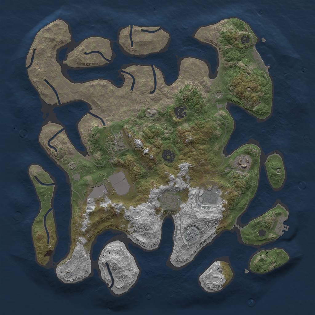 Rust Map: Procedural Map, Size: 3600, Seed: 597174686, 18 Monuments