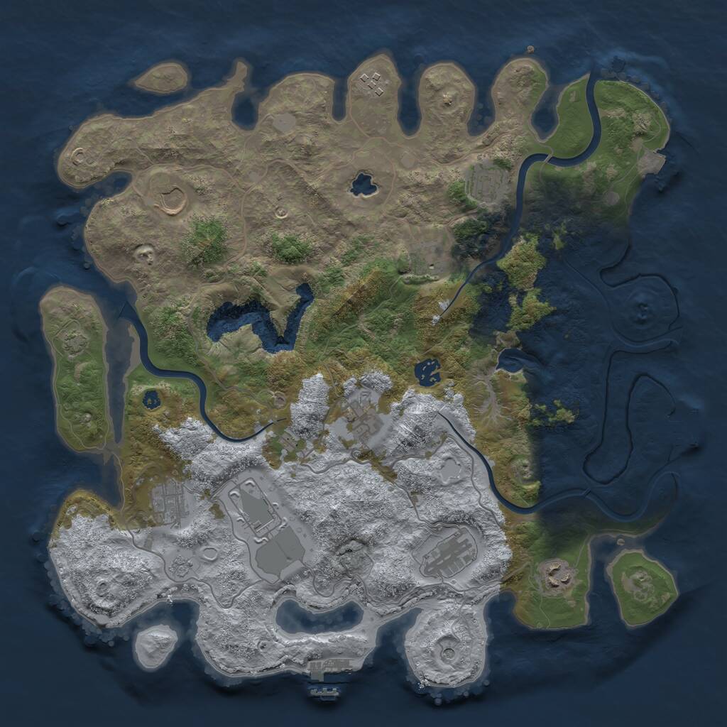 Rust Map: Procedural Map, Size: 4000, Seed: 38712, 16 Monuments
