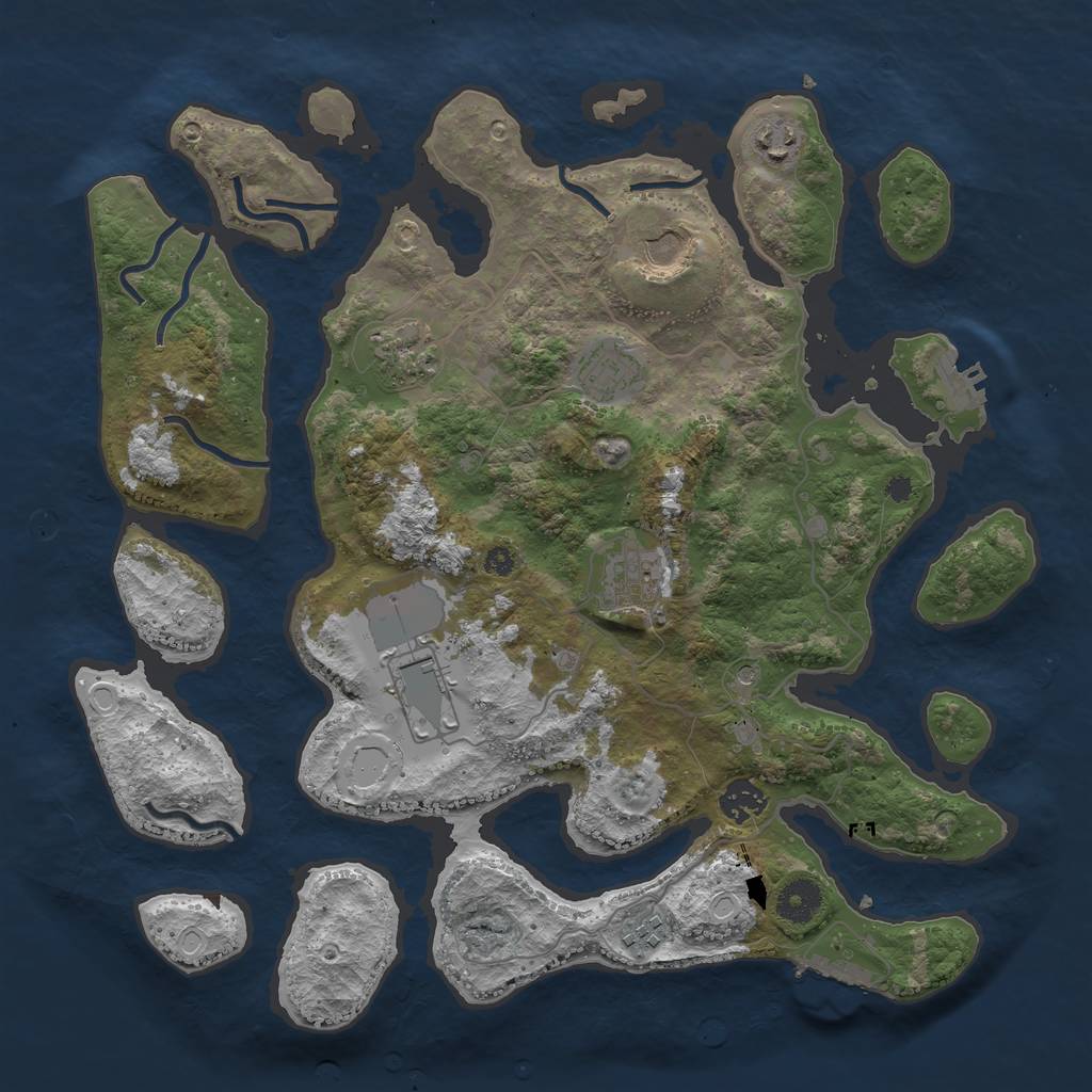 Rust Map: Procedural Map, Size: 3750, Seed: 732407159, 16 Monuments