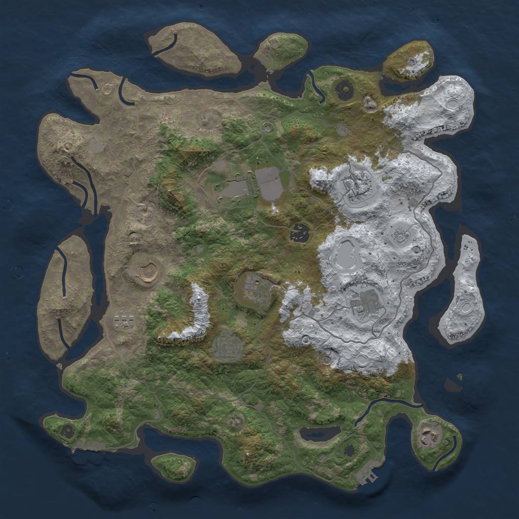 Rust Map: Procedural Map, Size: 4000, Seed: 899505, 18 Monuments