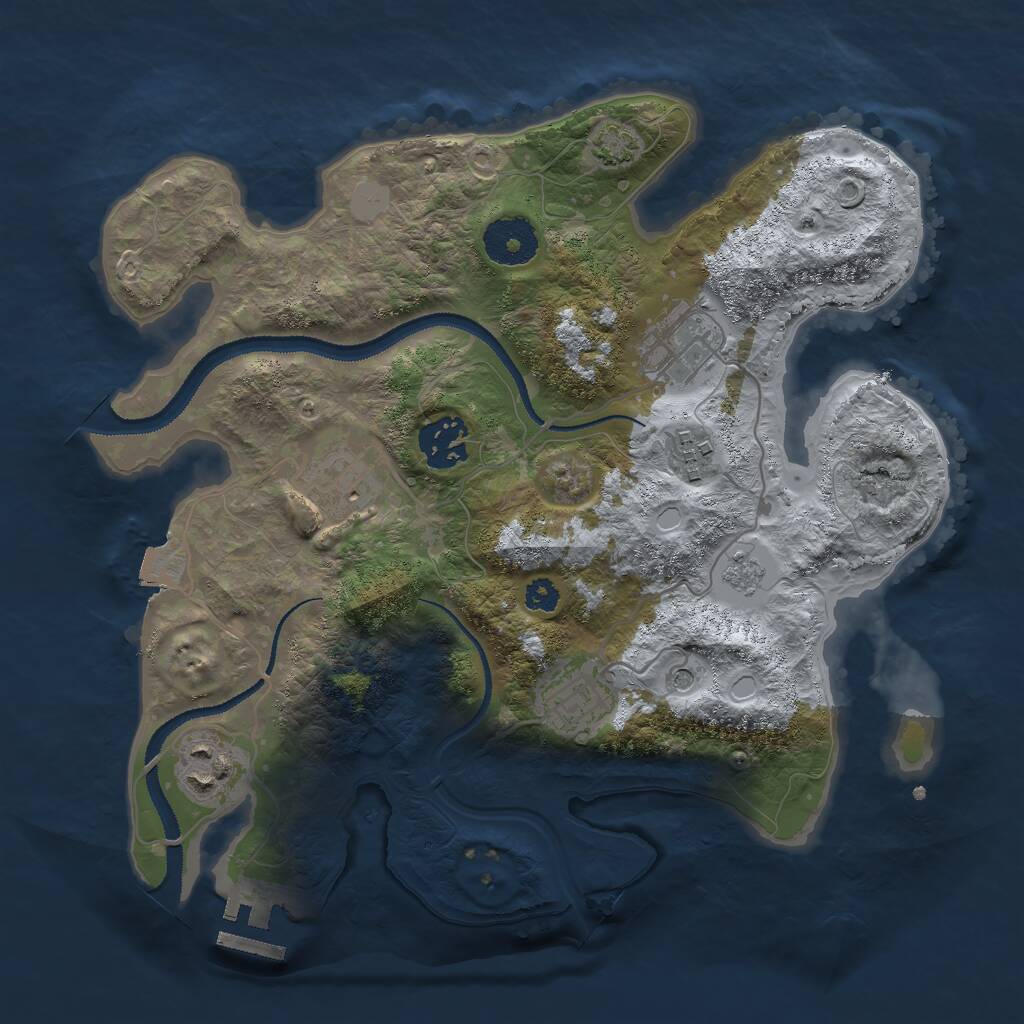 Rust Map: Procedural Map, Size: 3000, Seed: 348974833, 11 Monuments