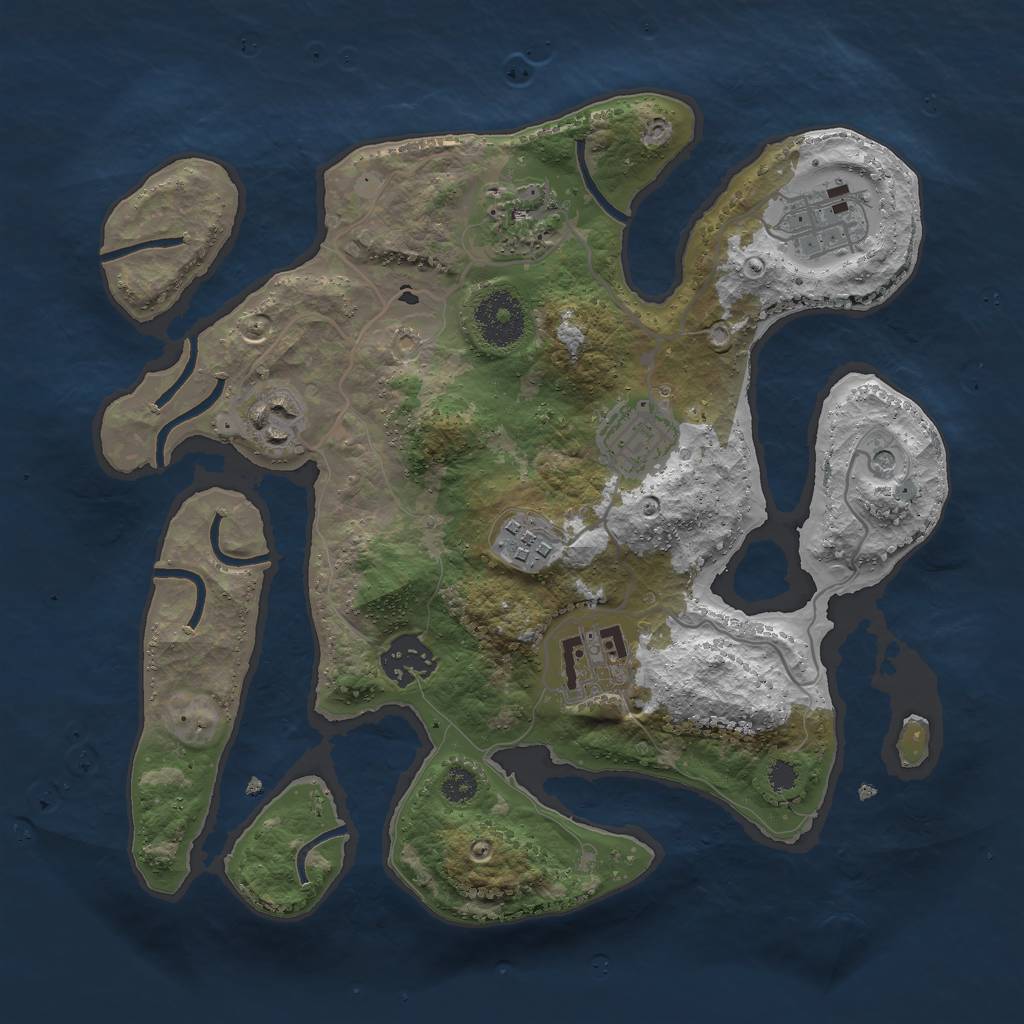 Rust Map: Procedural Map, Size: 3000, Seed: 348974833, 10 Monuments