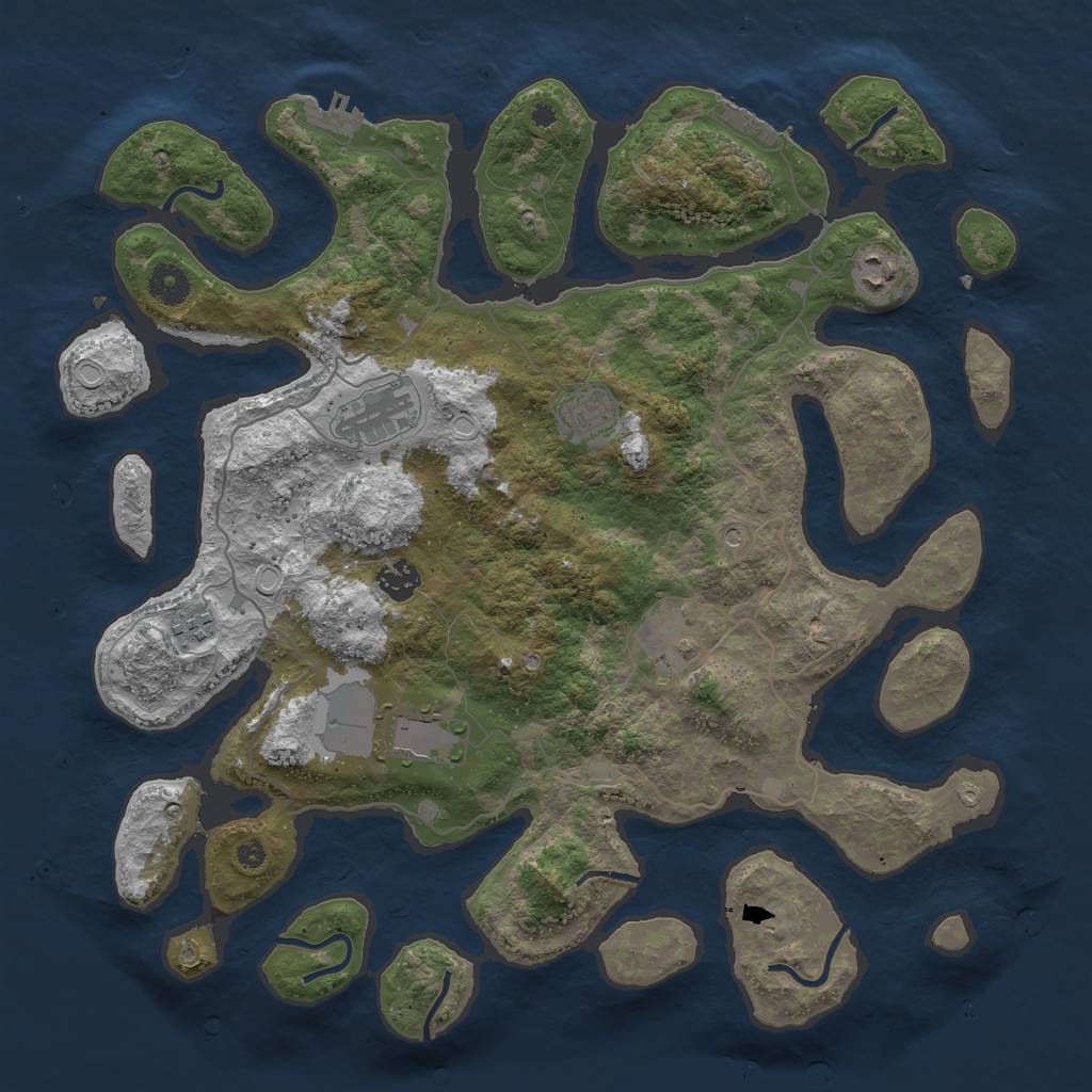 Rust Map: Procedural Map, Size: 4000, Seed: 25312, 18 Monuments