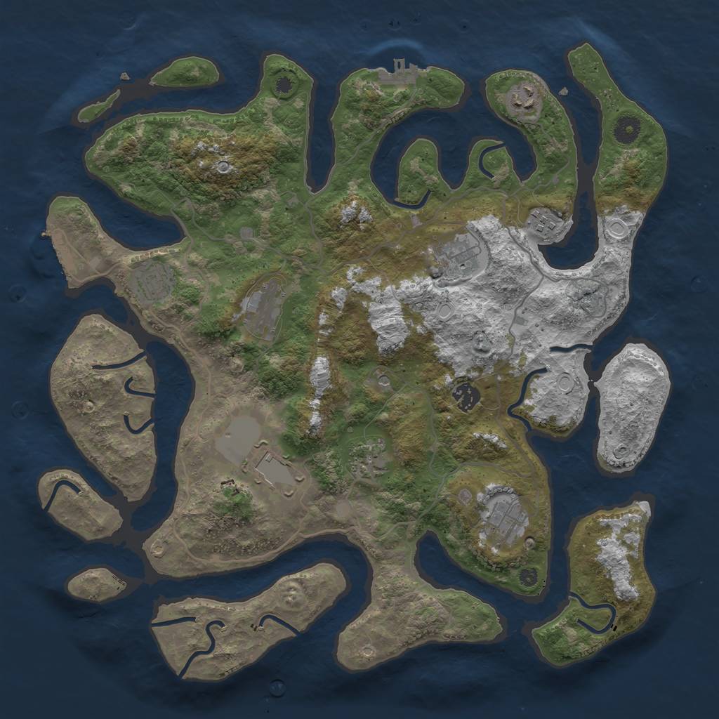 Rust Map: Procedural Map, Size: 4000, Seed: 546723254, 17 Monuments