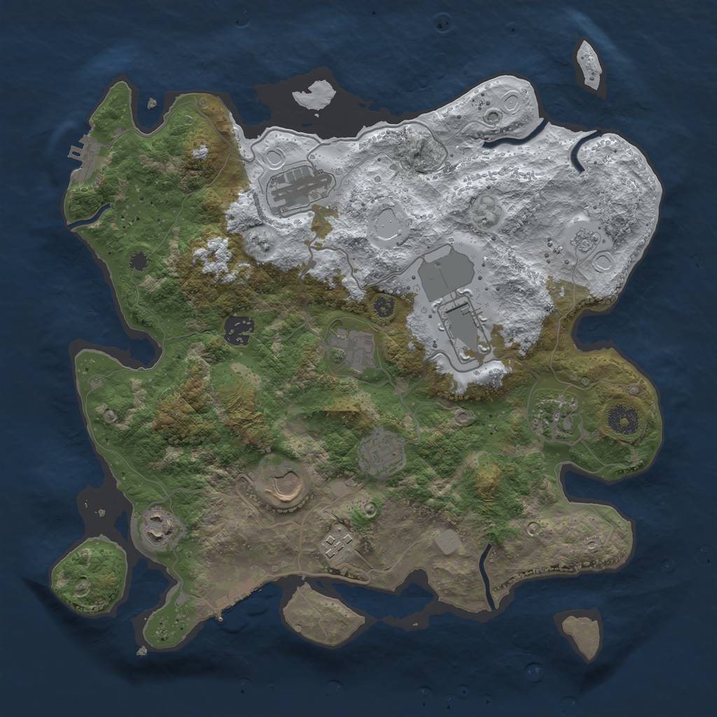 Rust Map: Procedural Map, Size: 3500, Seed: 50404790, 17 Monuments