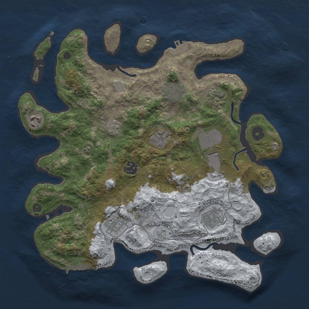 Rust Map: Procedural Map, Size: 3500, Seed: 1962841789, 17 Monuments