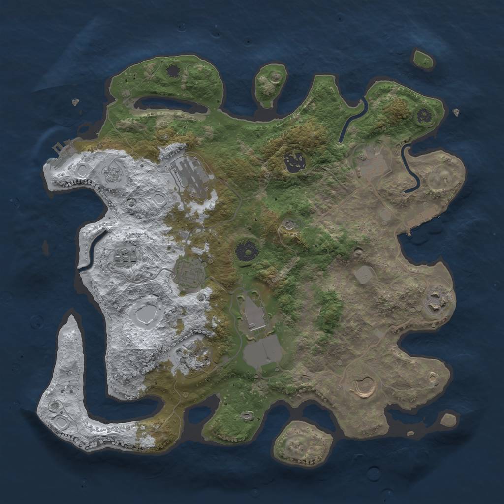 Rust Map: Procedural Map, Size: 3500, Seed: 445737329, 18 Monuments