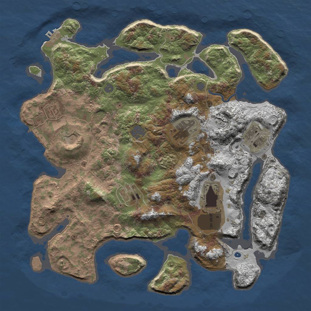 Rust Map: Procedural Map, Size: 3500, Seed: 48390373, 13 Monuments