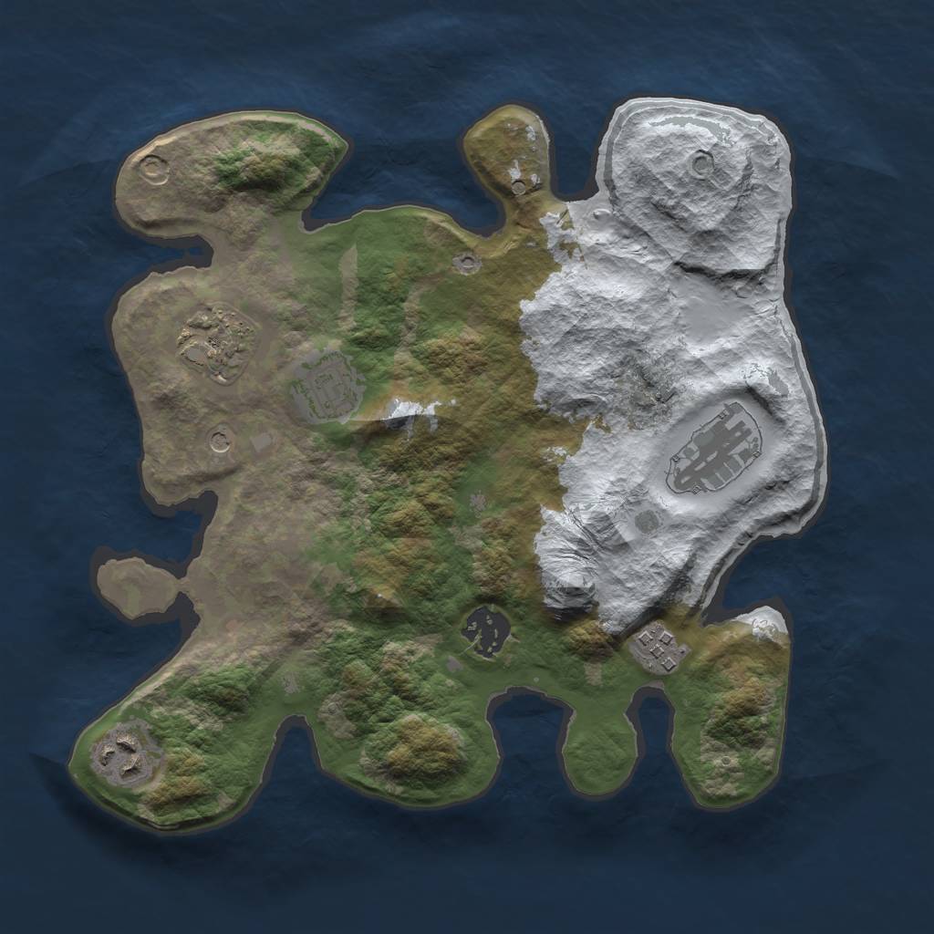 Rust Map: Barren, Size: 3000, Seed: 547897437, 9 Monuments