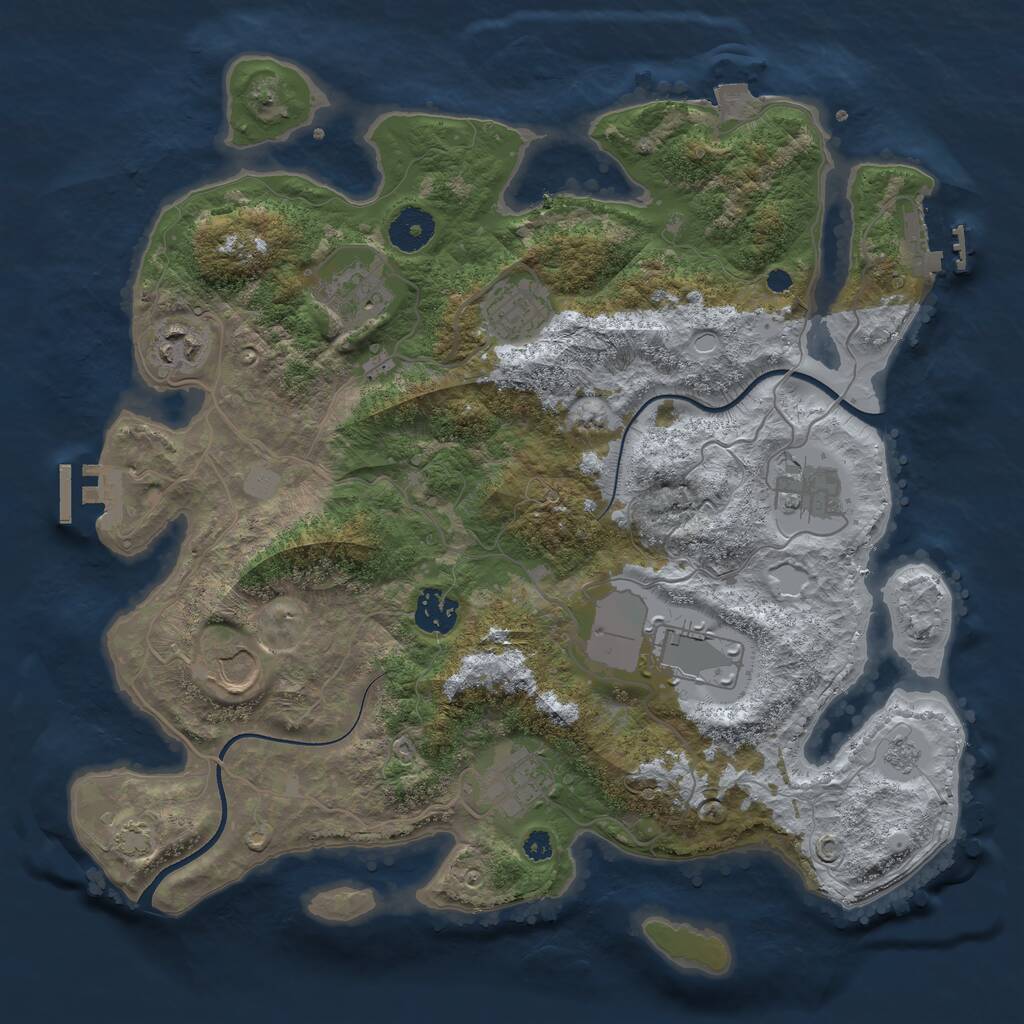 Rust Map: Procedural Map, Size: 3500, Seed: 956863869, 13 Monuments