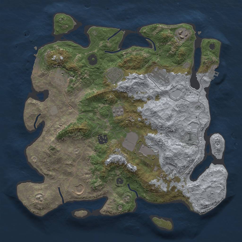 Rust Map: Procedural Map, Size: 3500, Seed: 956863869, 16 Monuments