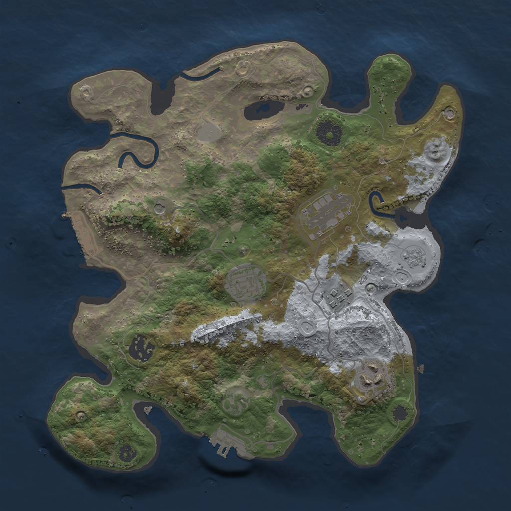 Rust Map: Procedural Map, Size: 3000, Seed: 2732718, 14 Monuments