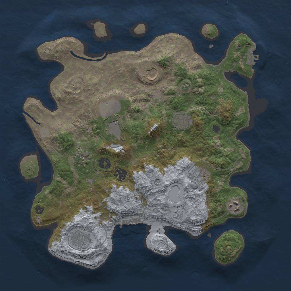 Rust Map: Procedural Map, Size: 3500, Seed: 61018, 15 Monuments