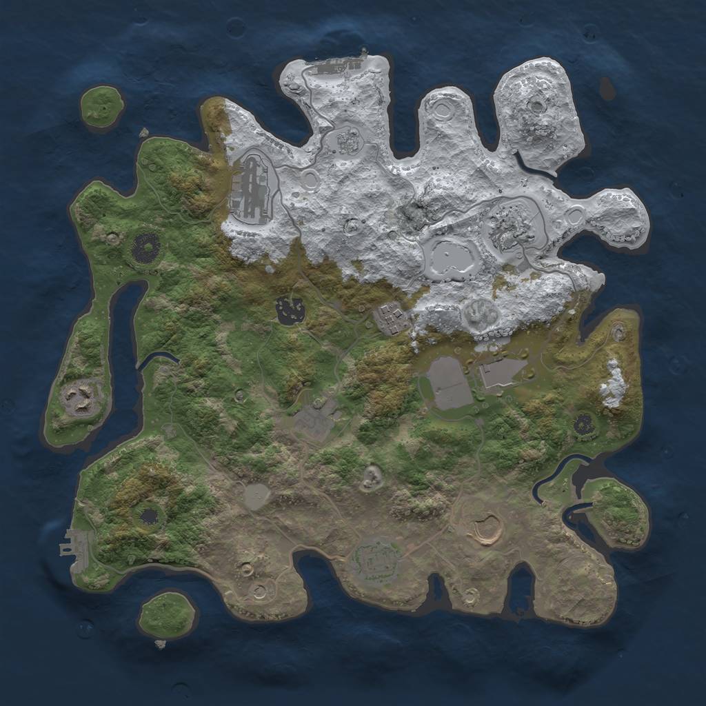 Rust Map: Procedural Map, Size: 3500, Seed: 6424, 18 Monuments