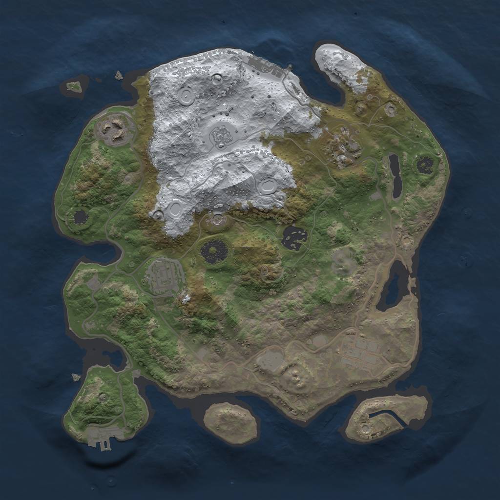 Rust Map: Procedural Map, Size: 3000, Seed: 203891, 14 Monuments