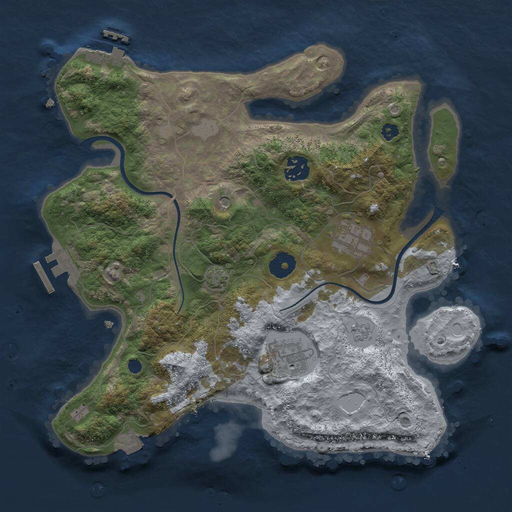Rust Map: Procedural Map, Size: 3000, Seed: 8611, 9 Monuments