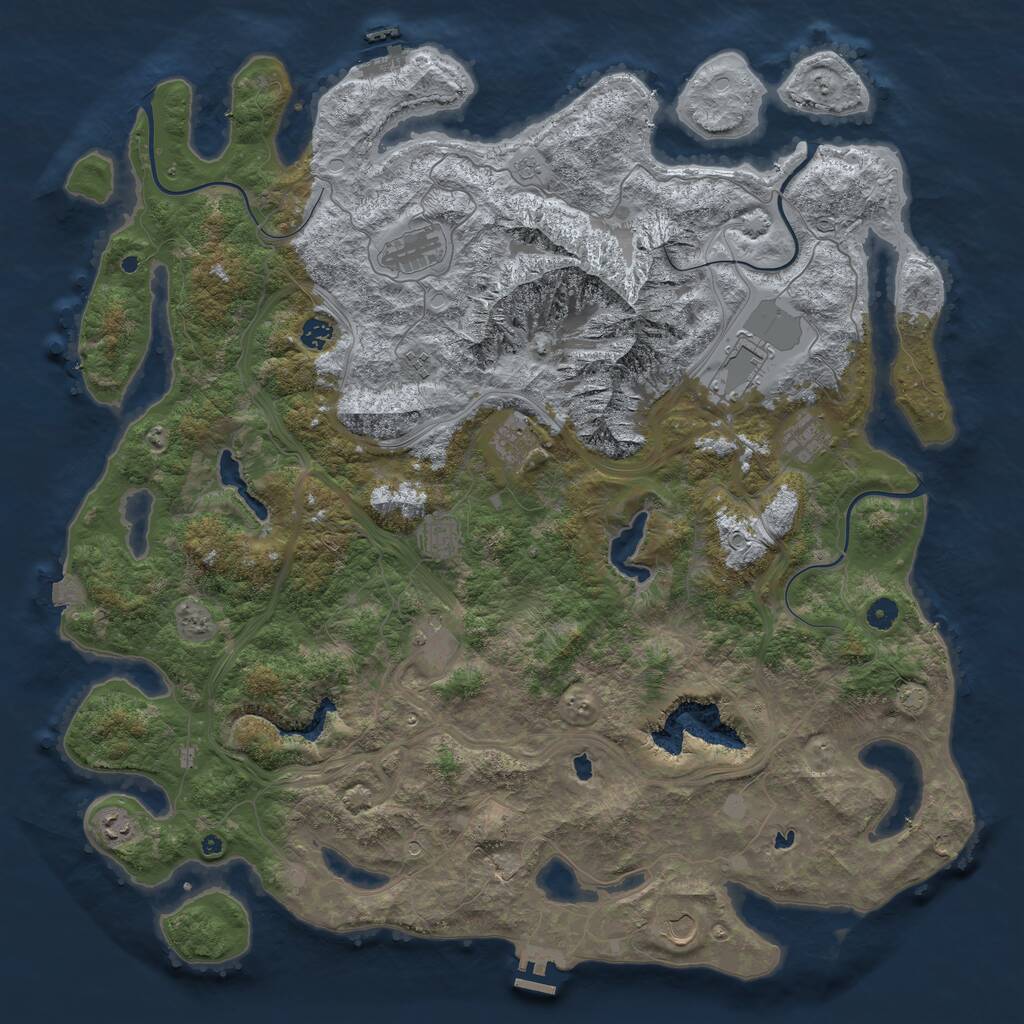 Rust Map: Procedural Map, Size: 5000, Seed: 2874, 16 Monuments