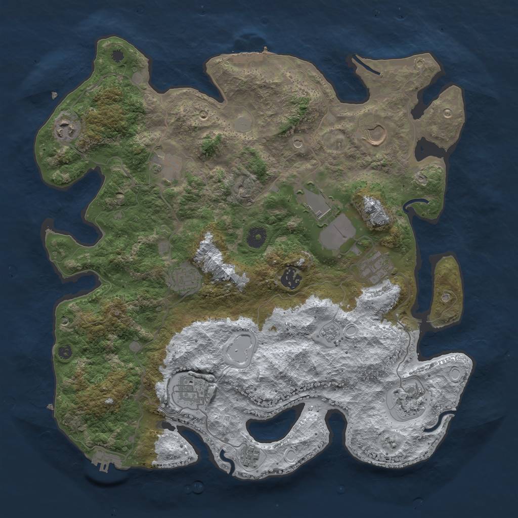 Rust Map: Procedural Map, Size: 3800, Seed: 21110741, 19 Monuments