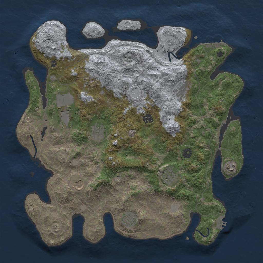 Rust Map: Procedural Map, Size: 4000, Seed: 624624, 19 Monuments