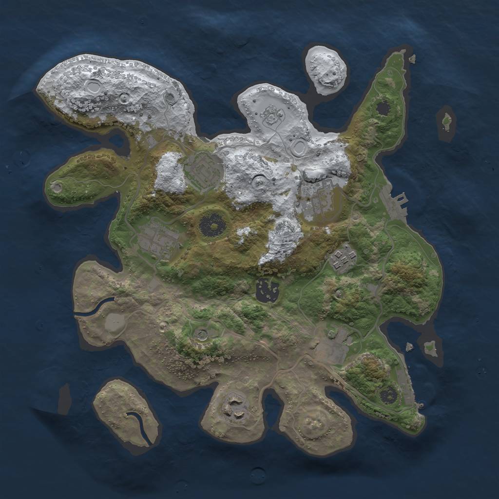 Rust Map: Procedural Map, Size: 3000, Seed: 24785145, 16 Monuments