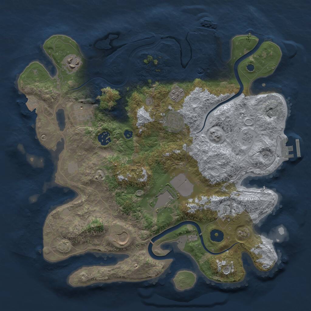 Rust Map: Procedural Map, Size: 3500, Seed: 3300009, 14 Monuments