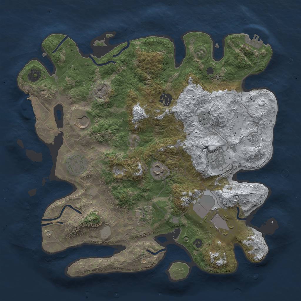 Rust Map: Procedural Map, Size: 3500, Seed: 3300009, 17 Monuments