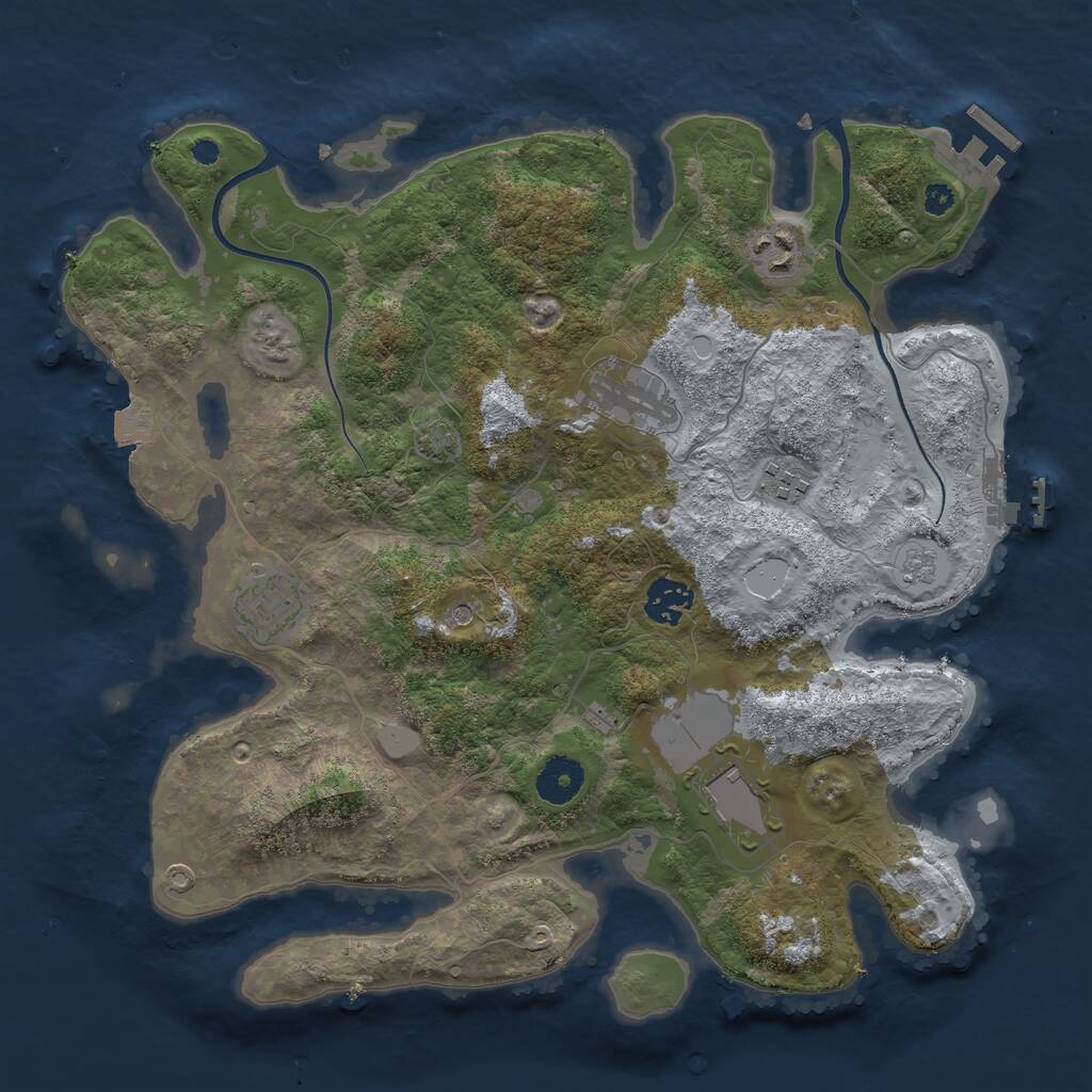 Rust Map: Procedural Map, Size: 3500, Seed: 3300009, 12 Monuments