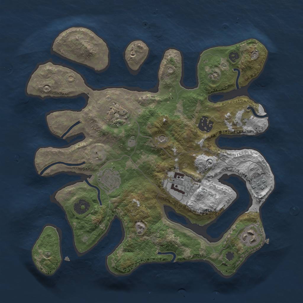 Rust Map: Procedural Map, Size: 3000, Seed: 4736537, 9 Monuments