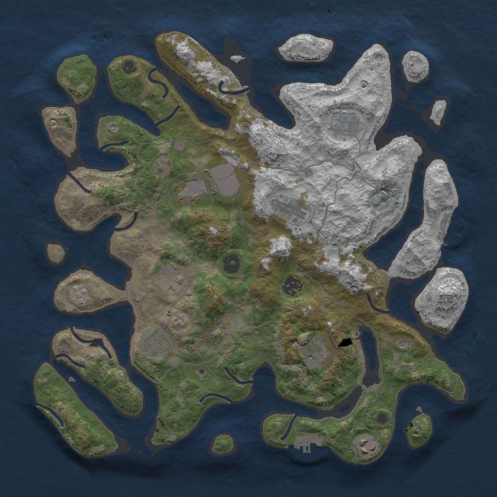 Rust Map: Procedural Map, Size: 4000, Seed: 1967921183, 14 Monuments