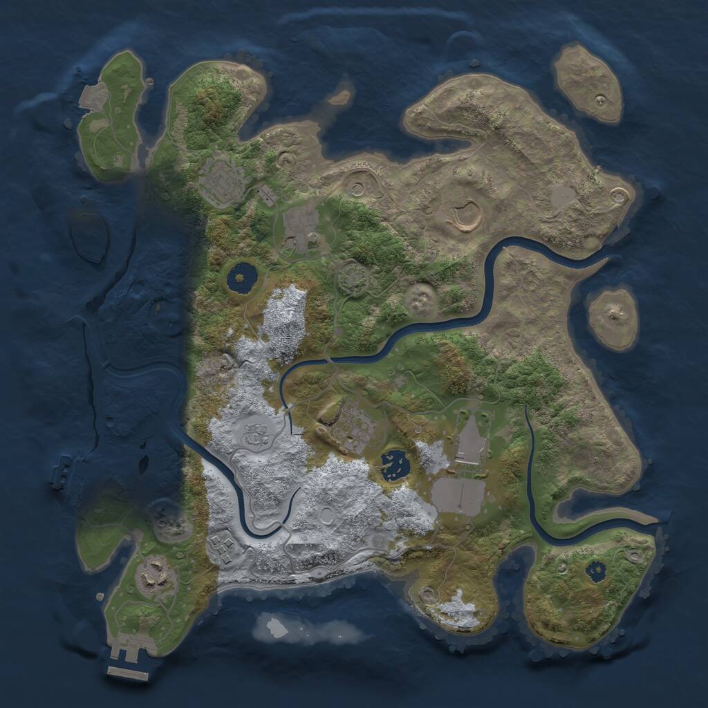 Rust Map: Procedural Map, Size: 3500, Seed: 615103568, 14 Monuments