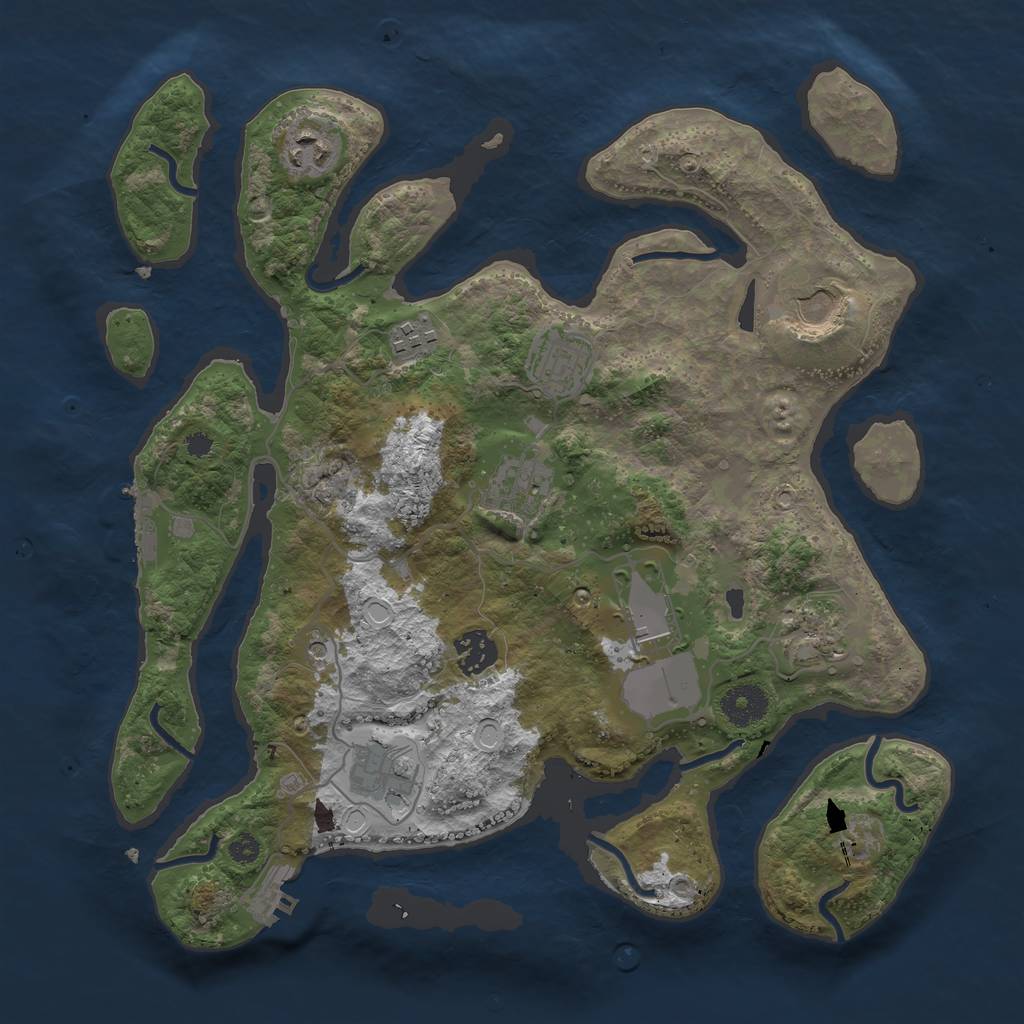 Rust Map: Procedural Map, Size: 3500, Seed: 615103568, 17 Monuments