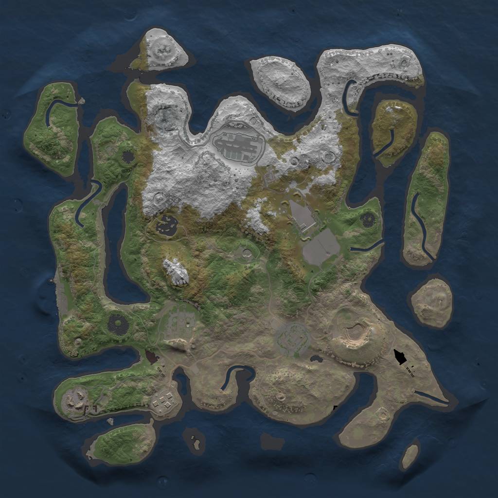 Rust Map: Procedural Map, Size: 3500, Seed: 1452533, 12 Monuments