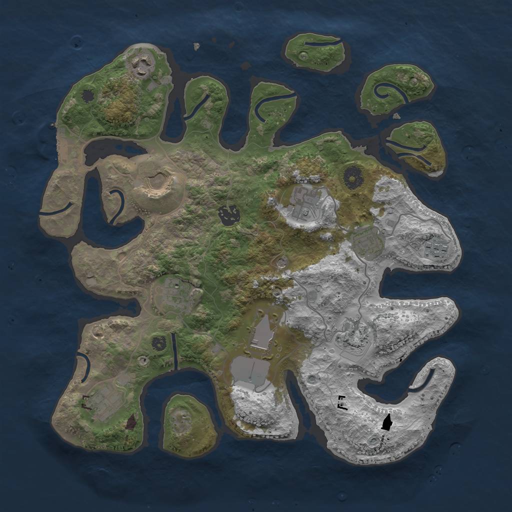 Rust Map: Procedural Map, Size: 3549, Seed: 2020, 14 Monuments