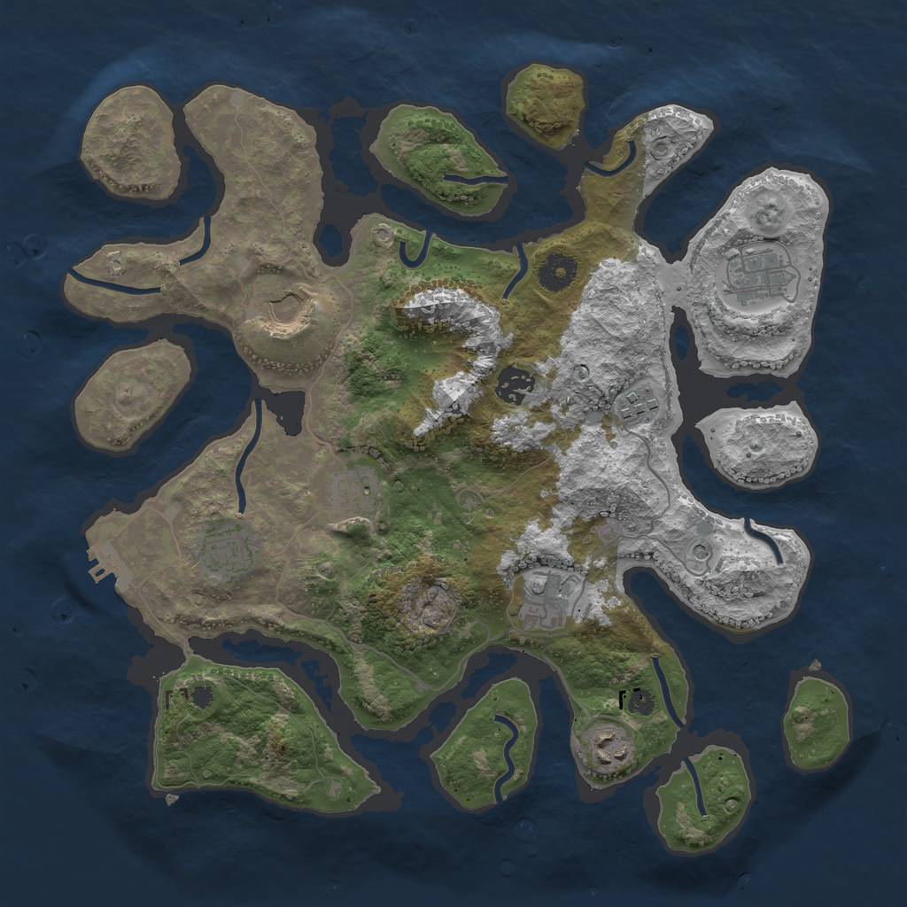 Rust Map: Procedural Map, Size: 3600, Seed: 253020733, 12 Monuments